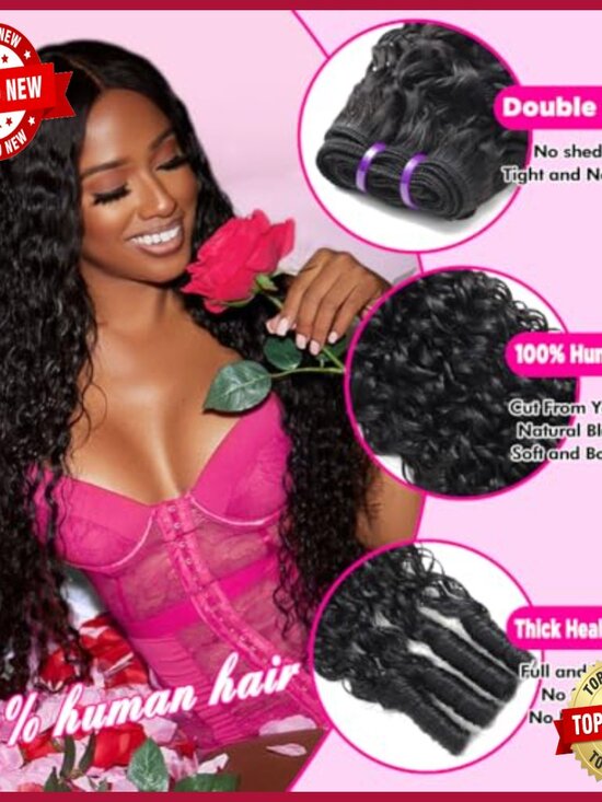 Human Hair Extensions 14-20 Inch Water Wave Bundles Virgin Hair display picture 1